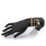 Stainless Steel Nameplate Chain Bracelet Set Punk Buckle Jewelry