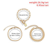 Stainless Steel Nameplate Chain Bracelet Set Punk Buckle Jewelry