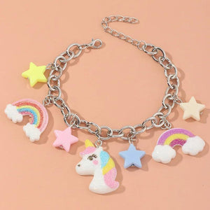 Resin Rainbow Clouds Star Unicorn Pendant Children's Bracelet