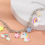 Resin Rainbow Clouds Star Unicorn Pendant Children's Bracelet