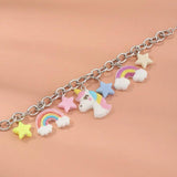 Resin Rainbow Clouds Star Unicorn Pendant Children's Bracelet