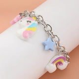 Resin Rainbow Clouds Star Unicorn Pendant Children's Bracelet