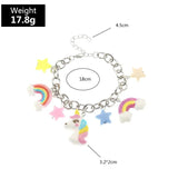Resin Rainbow Clouds Star Unicorn Pendant Children's Bracelet