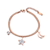 Double Layer Star Moon Charm Women Bracelet, Bohemia Beach Jewelry