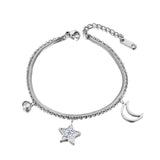 Double Layer Star Moon Charm Women Bracelet, Bohemia Beach Jewelry