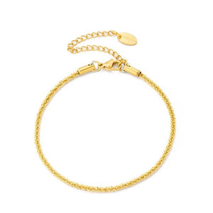 Aneebayh Sparkling Chains Bracelet Golden 14K Plated Stainless Steel Bangle