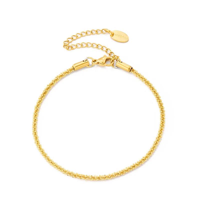 Aneebayh Sparkling Chains Bracelet Golden 14K Plated Stainless Steel Bangle