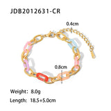 Colorful Resin Bracelet For Women Stainless Steel 18K Plated