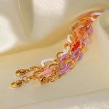 Colorful Resin Bracelet For Women Stainless Steel 18K Plated