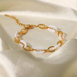 Colorful Resin Bracelet For Women Stainless Steel 18K Plated