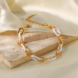 Colorful Resin Bracelet For Women Stainless Steel 18K Plated