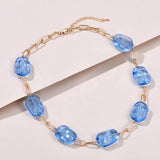 Chunky Cuban Chain Bracelet Transparent Purple Beaded Charm Set
