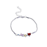 Red Heart Women Bracelet Rhinestone Silver Armband
