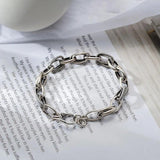 Vintage Silver Heart Pendant Chain Bracelet for Women
