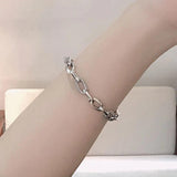 Vintage Silver Heart Pendant Chain Bracelet for Women