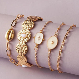 5pcs/set Boho Resin Stone Charm Bracelets for Women