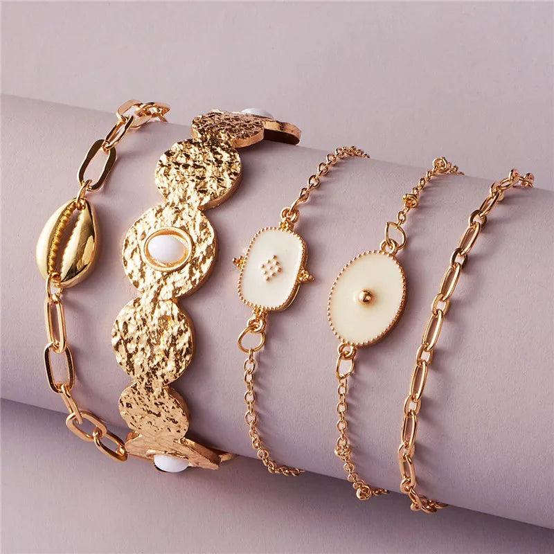5pcs/set Boho Resin Stone Charm Bracelets for Women