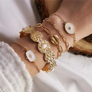 5pcs/set Boho Resin Stone Charm Bracelets for Women