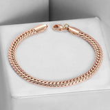 6mm Rose Bracelet for Men Women - Hammered Herringbone Snake Chain Bracelet