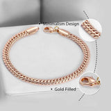 6mm Rose Bracelet for Men Women - Hammered Herringbone Snake Chain Bracelet