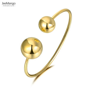 Double Big Ball Stainless Steel Cuff Bracelet for Women - JB19009