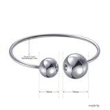 Double Big Ball Stainless Steel Cuff Bracelet for Women - JB19009