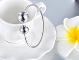 Double Big Ball Stainless Steel Cuff Bracelet for Women - JB19009