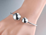 Double Big Ball Stainless Steel Cuff Bracelet for Women - JB19009