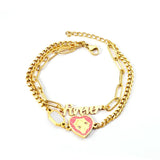 Stainless Steel Bracelets Women Double Chains Pendants Bangles
