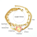 Stainless Steel Bracelets Women Double Chains Pendants Bangles