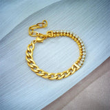 316L Stainless Steel Zircon Crystal Bracelet Asymmetric Thick Chain Bangle