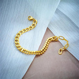 316L Stainless Steel Zircon Crystal Bracelet Asymmetric Thick Chain Bangle