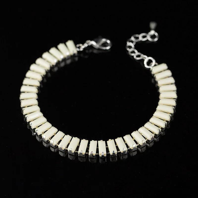 Silver Plated Rhinestone Crystal Bangles Bridal Wedding Jewelry