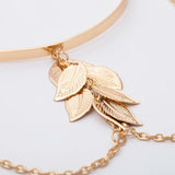 Bohemian Leaf Tassel Opal Open Bracelet Bangles for Women Men
