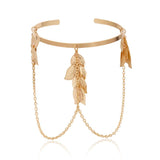 Bohemian Leaf Tassel Opal Open Bracelet Bangles for Women Men