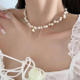 Freshwater Pearl Portrait Round Necklace Female Clavicle Chain