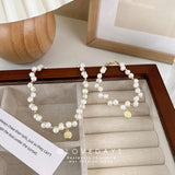 Freshwater Pearl Portrait Round Necklace Female Clavicle Chain