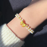 Princess Bow Sweet Pearl Hand String Bracelet