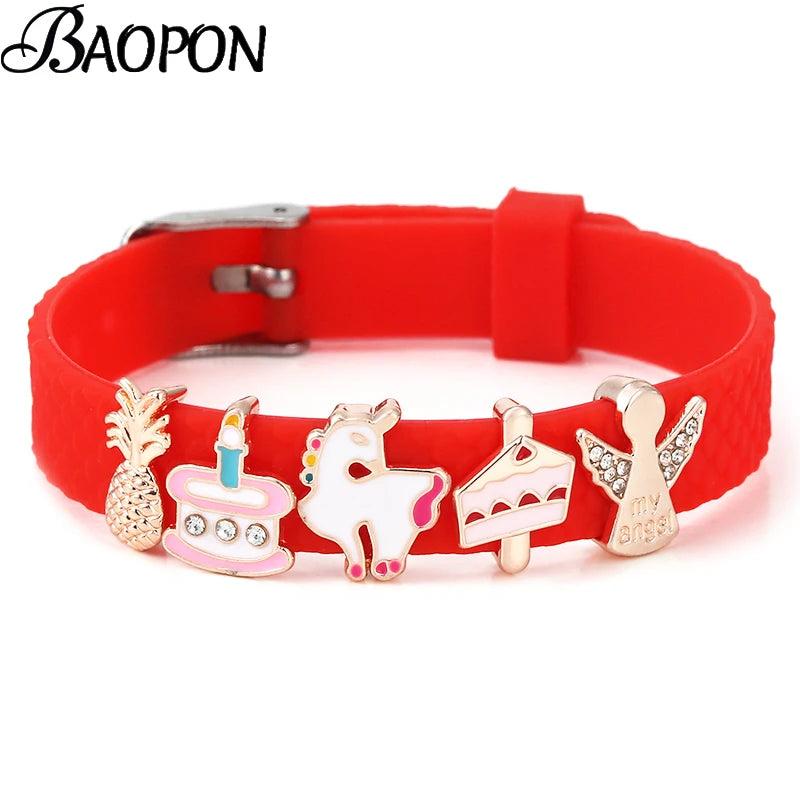 Enamel Cake Charm Bracelet Beads Fit 10mm Mesh Bracelet Watch Style Gift