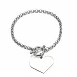 Customized Stainless Steel Heart Charm Bracelet with OT Clasps Chain