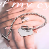 Customized Stainless Steel Heart Charm Bracelet with OT Clasps Chain