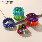 Colorful Hiphop Cuff Bracelets for Women Adjustable Goth Wide Punk Bangles