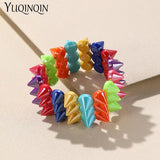 Colorful Hiphop Cuff Bracelets for Women Adjustable Goth Wide Punk Bangles