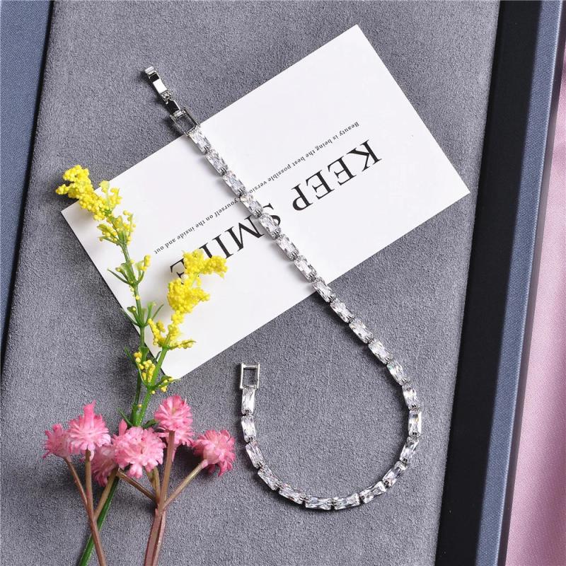 Square Zircon Bracelet, Crystal Tennis Jewelry