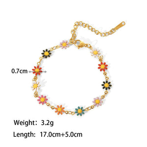 Colorful Dripping Oil Flower Bracelet Waterproof Gift