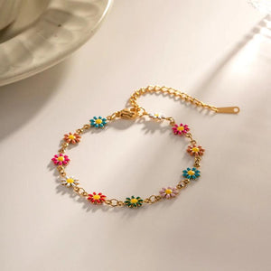 Colorful Dripping Oil Flower Bracelet Waterproof Gift