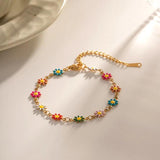 Colorful Dripping Oil Flower Bracelet Waterproof Gift