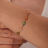 Colorful Dripping Oil Flower Bracelet Waterproof Gift