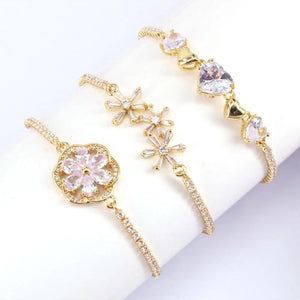 Crystal Flower/Heart Tennis CZ Bracelet Women Bangle