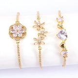 Crystal Flower/Heart Tennis CZ Bracelet Women Bangle